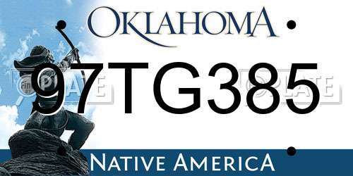 97TG385 Oklahoma License Plate
