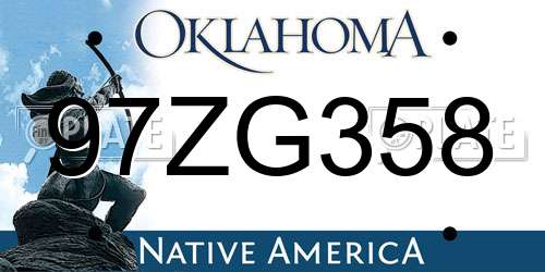 97ZG358 Oklahoma License Plate