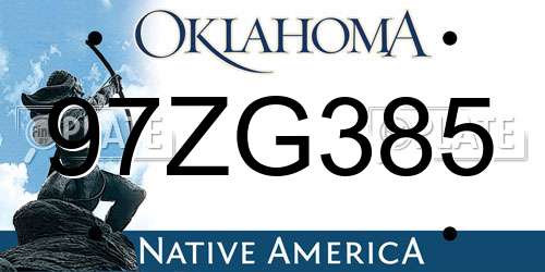 97ZG385 Oklahoma License Plate