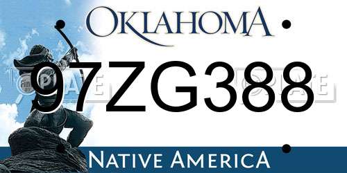 97ZG388 Oklahoma License Plate