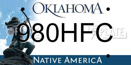 980HFC Oklahoma License Plate