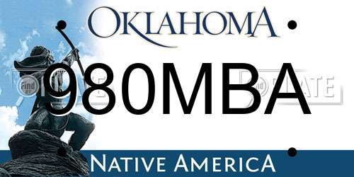 980MBA Oklahoma License Plate