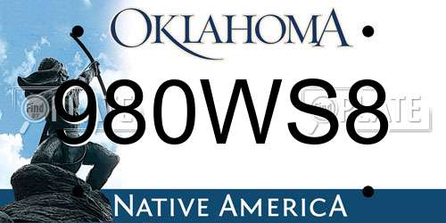 980WS8 Oklahoma License Plate