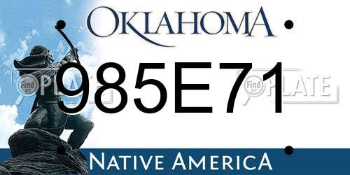 985E71 Oklahoma License Plate