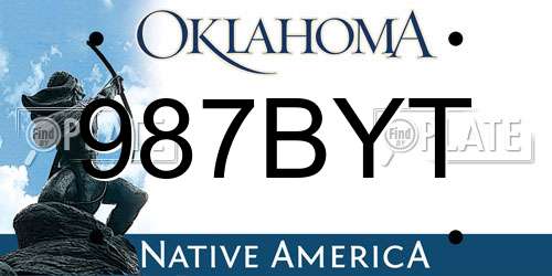 987BYT Oklahoma License Plate