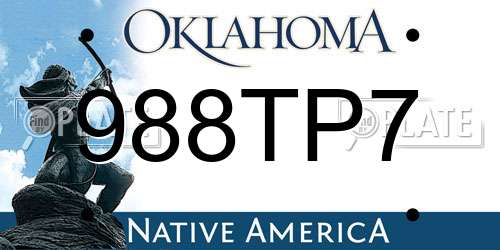 988TP7 Oklahoma License Plate