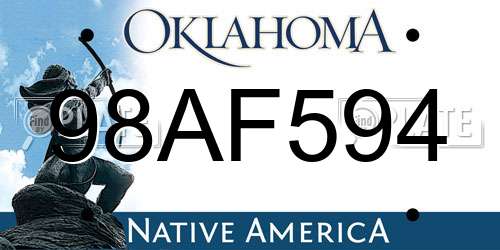 98AF594 Oklahoma License Plate