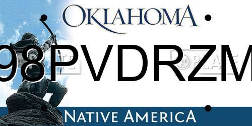 98PVDRZM Oklahoma License Plate