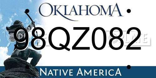 98QZ082 Oklahoma License Plate