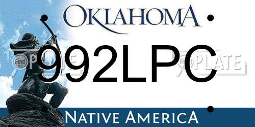 992LPC Oklahoma License Plate
