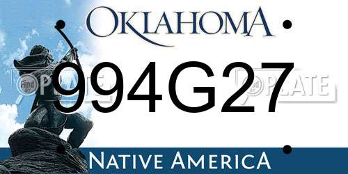 994G27 Oklahoma License Plate