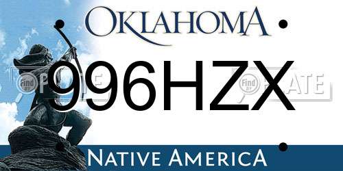 996HZX Oklahoma License Plate