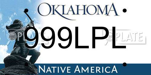 999LPL Oklahoma License Plate