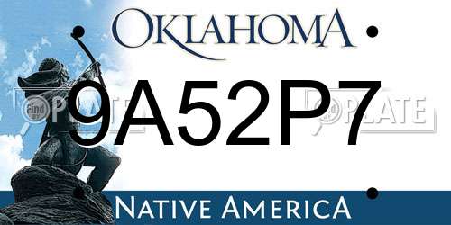 9A52P7 Oklahoma License Plate