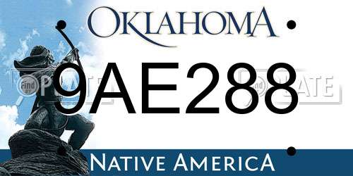 9AE288 Oklahoma License Plate