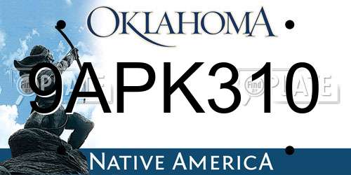 9APK310 Oklahoma License Plate