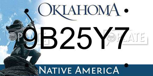 9B25Y7 Oklahoma License Plate