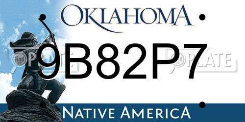 9B82P7 Oklahoma License Plate