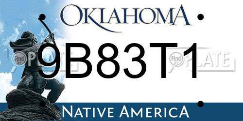 9B83T1 Oklahoma License Plate
