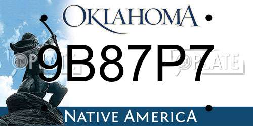 9B87P7 Oklahoma License Plate