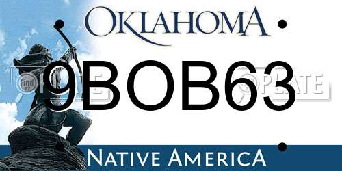 9BOB63 Oklahoma License Plate