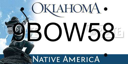 9BOW58 Oklahoma License Plate