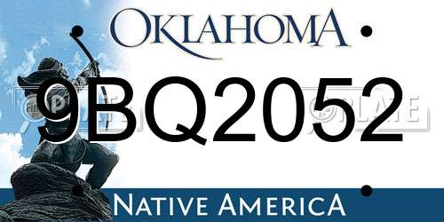 9BQ2052 Oklahoma License Plate