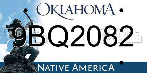 9BQ2082 Oklahoma License Plate