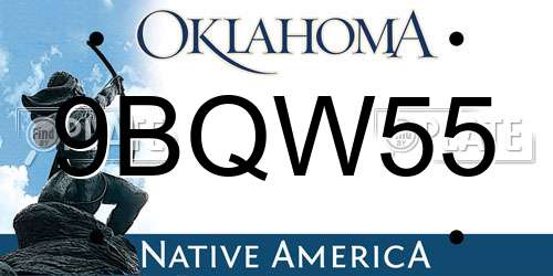 9BQW55 Oklahoma License Plate