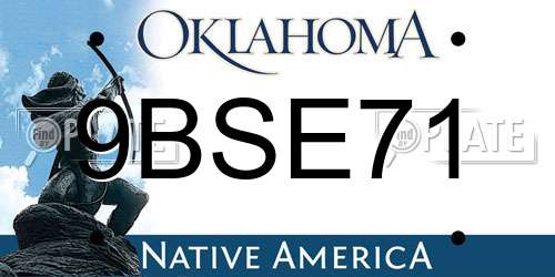 9BSE71 Oklahoma License Plate