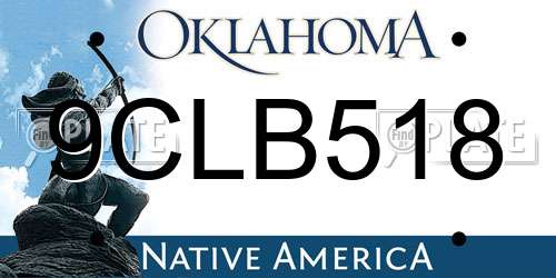 9CLB518 Oklahoma License Plate