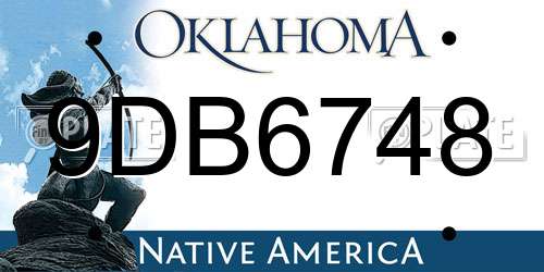 9DB6748 Oklahoma License Plate