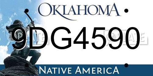 9DG4590 Oklahoma License Plate