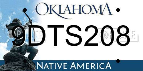 9DTS208 Oklahoma License Plate