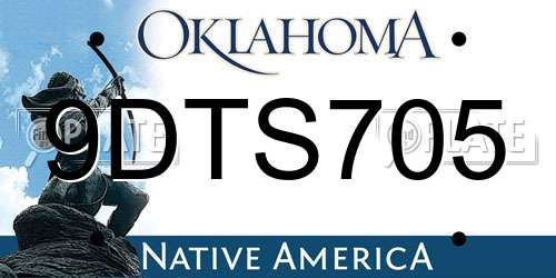 9DTS705 Oklahoma License Plate
