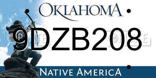 9DZB208 Oklahoma License Plate