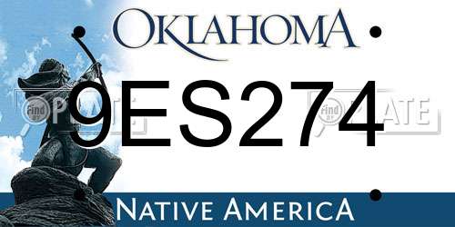 9ES274 Oklahoma License Plate