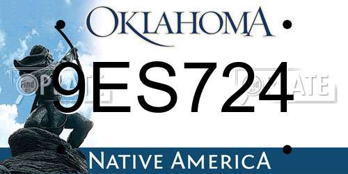 9ES724 Oklahoma License Plate