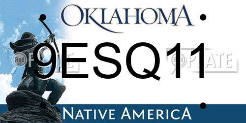 9ESQ11 Oklahoma License Plate