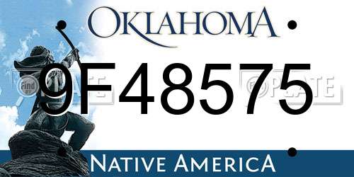 9F48575 Oklahoma License Plate