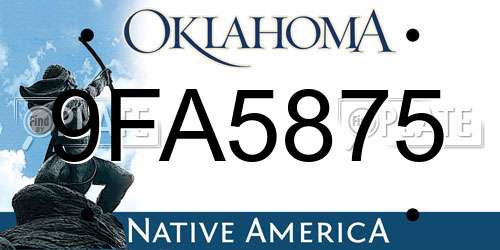 9FA5875 Oklahoma License Plate