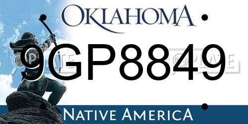 9GP8849 Oklahoma License Plate