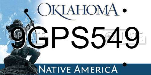 9GPS549 Oklahoma License Plate