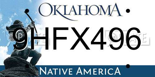 9HFX496 Oklahoma License Plate