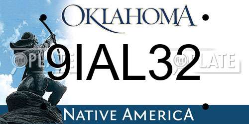 9IAL32 Oklahoma License Plate