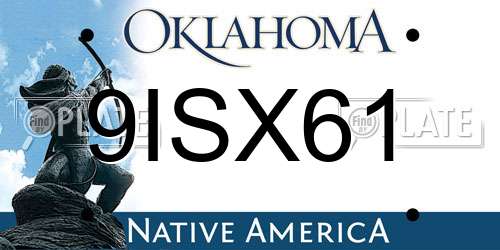 9ISX61 Oklahoma License Plate