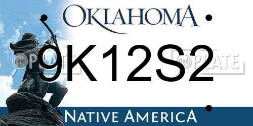 9K12S2 Oklahoma License Plate