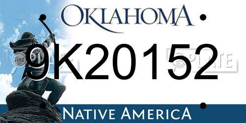 9K20152 Oklahoma License Plate