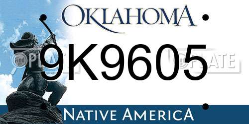 9K9605 Oklahoma License Plate