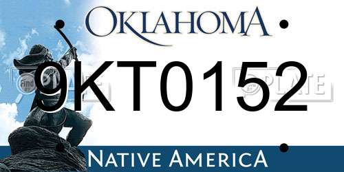 9KT0152 Oklahoma License Plate